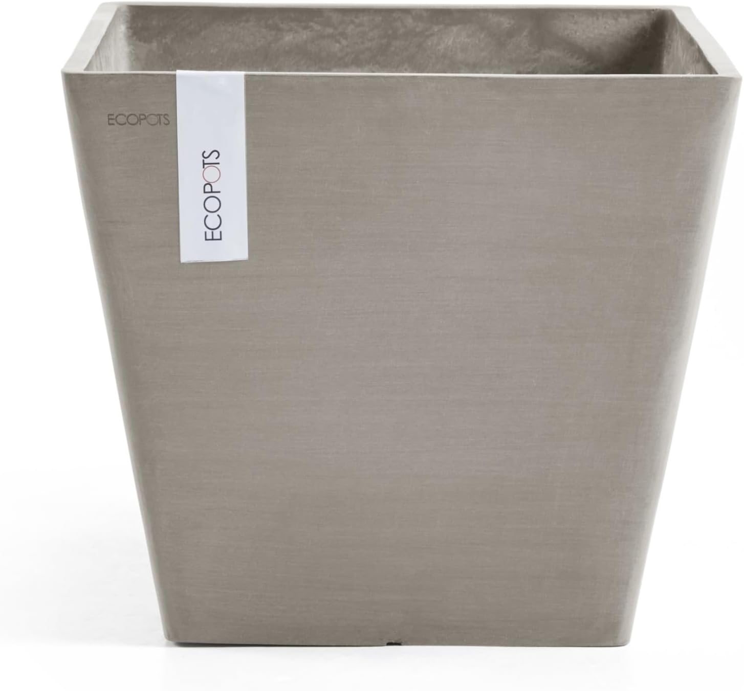 Ecopots Rotterdam Square Flower Planter, White Grey, 8" | Modern Style, Durable Recycled-Based Composite Construction, Weather and UV-Resistant, for Indoor/Outdoor Use