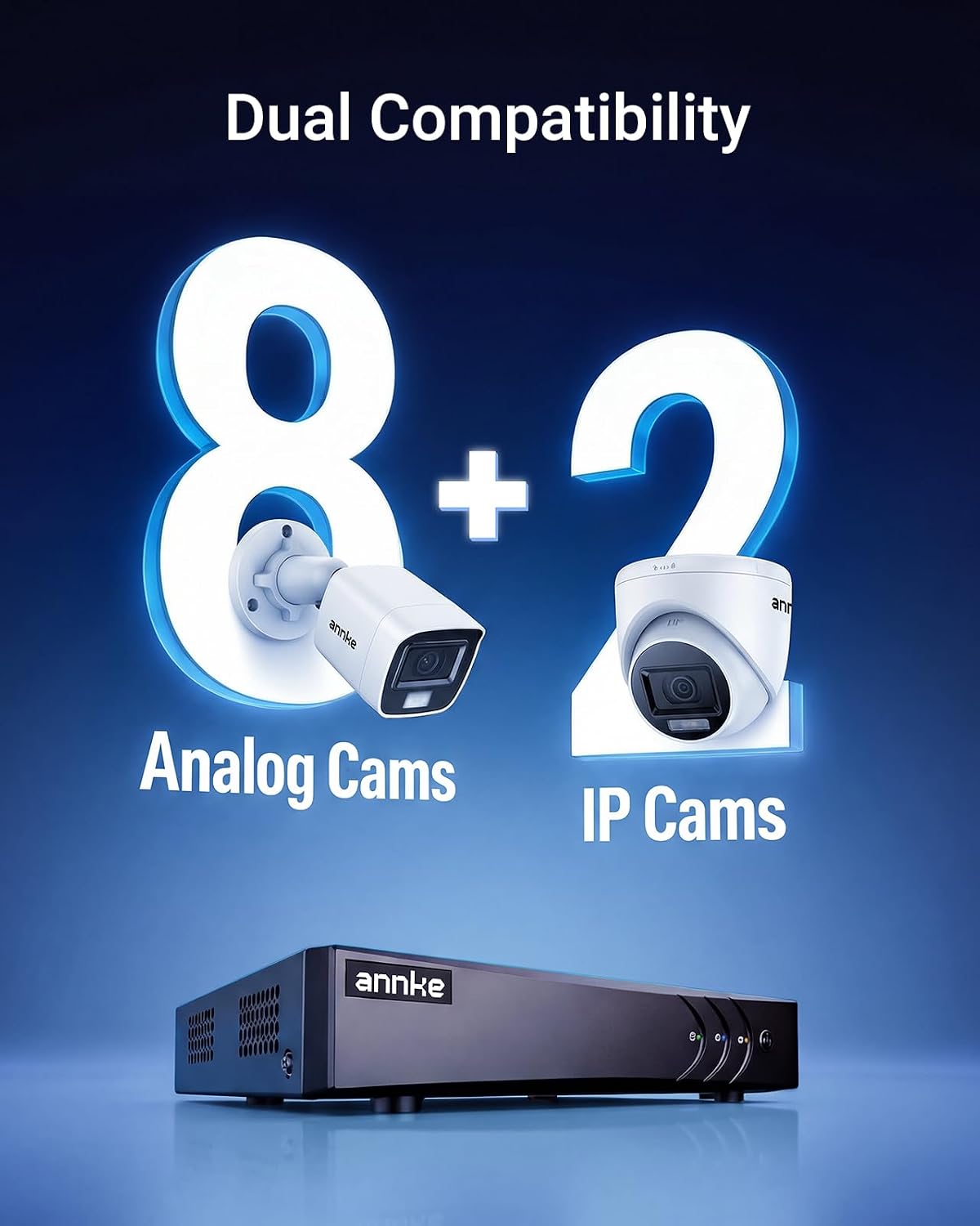 ANNKE 8 Channel 3K Lite H.265+ Security DVR Recorder, Hybrid 5-in-1, NO HDD | CCTV DVR with AI Human/Vehicle Detection for Surveillance Camera