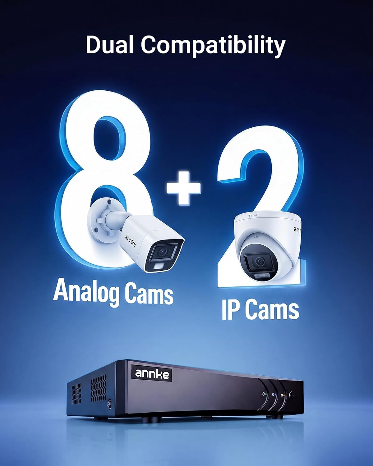 ANNKE 3K Lite 8 Channel DVR for Security Camera, 2TB Hard Drive Disk, Black | H.265+ 5-in-1 Digital Video Recorder, AI Human/Vehicle Detection