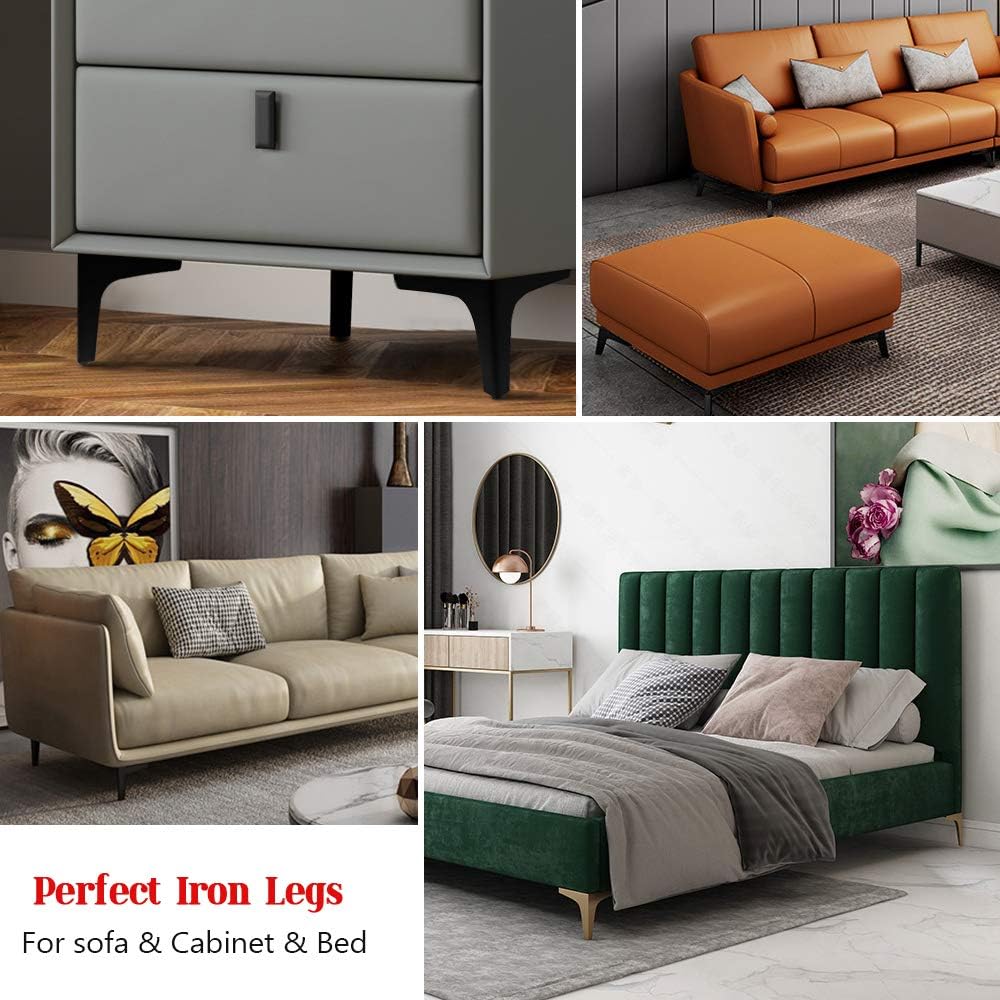 4 Pack 4 Inch Furniture Legs, Chrome Metal Polished Triangle Feet