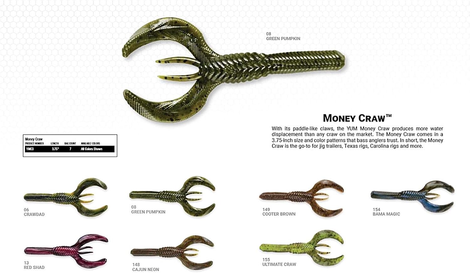 YUM Craw Chunk Soft Plastic Bait Bass Fishing Lure