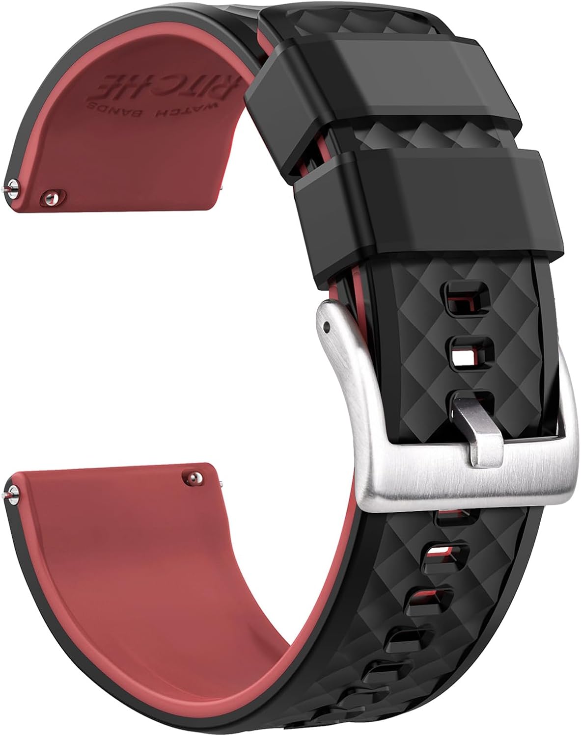 Ritche Christmas Gift Silicone Watch Bands 18mm 20mm 22mm 24mm Quick Release Rubber Watch Bands for Men, White Elephant Gifts