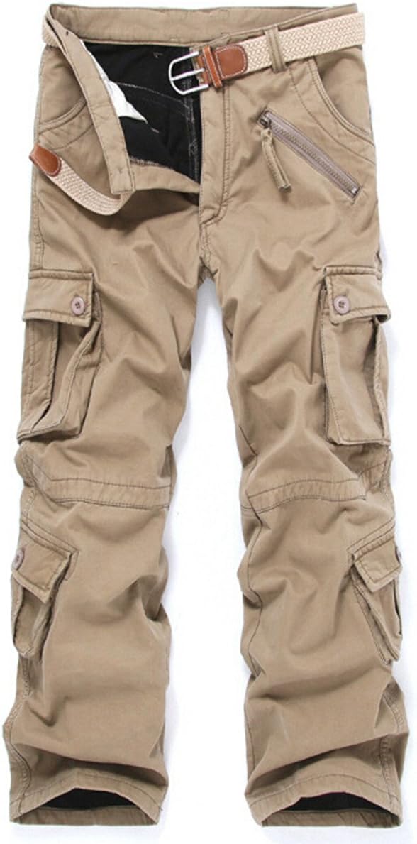 Men's Winter Fleece Lined Military Cargo Pants Casual Outdoor Pants