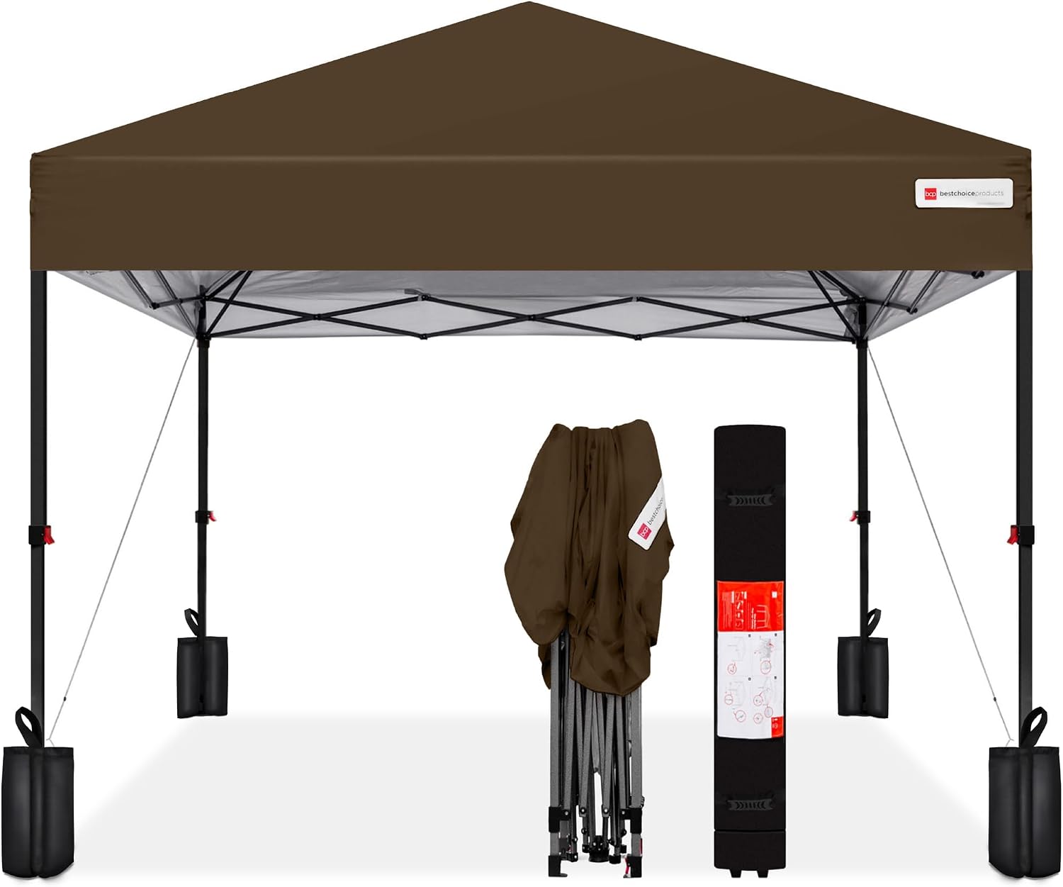 Best Choice Products 10x10ft Pop Up Canopy Tent, Outdoor Shade, 1 Person 1 Minute Set Up, Carry Case, 4 Weight Bags - White