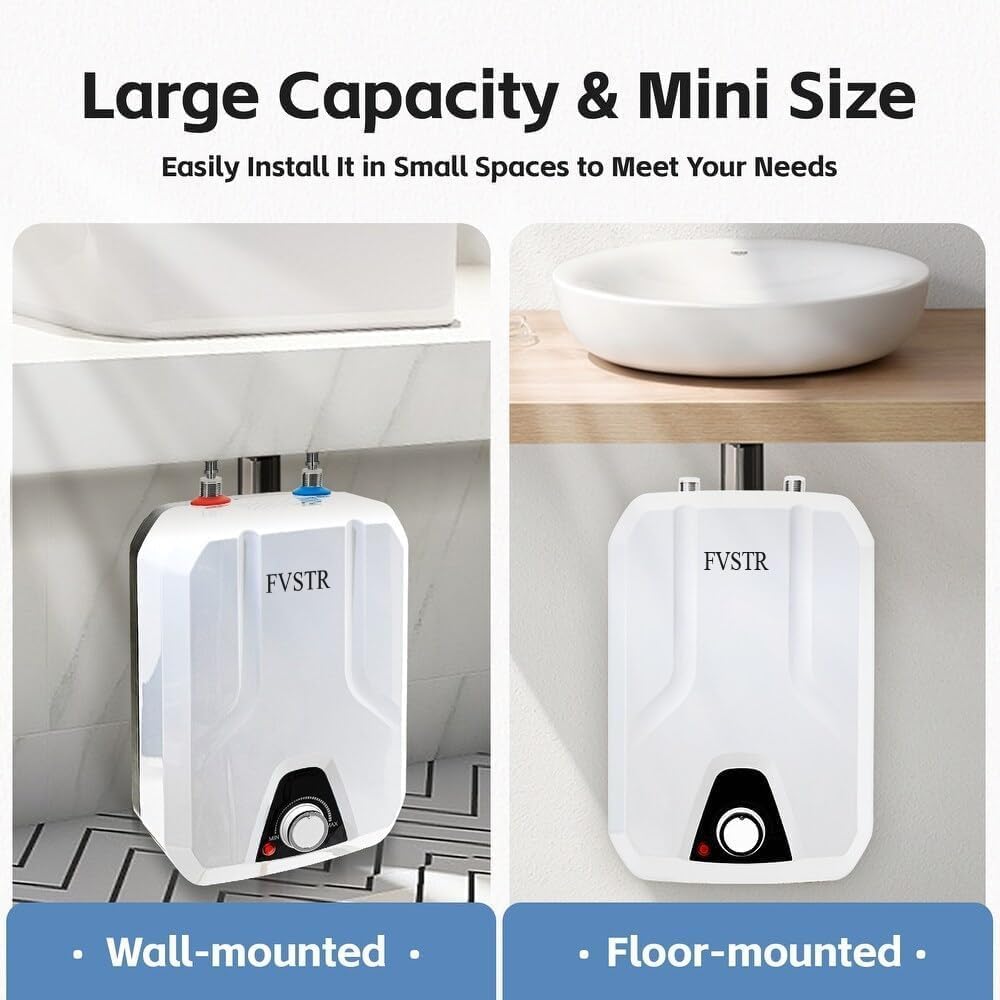 110V-120V 1.5Kw Small Under Sink Tank, 2.16 Gallon Thermal Storage Water Heater, Mini Tankless, Under Sink
