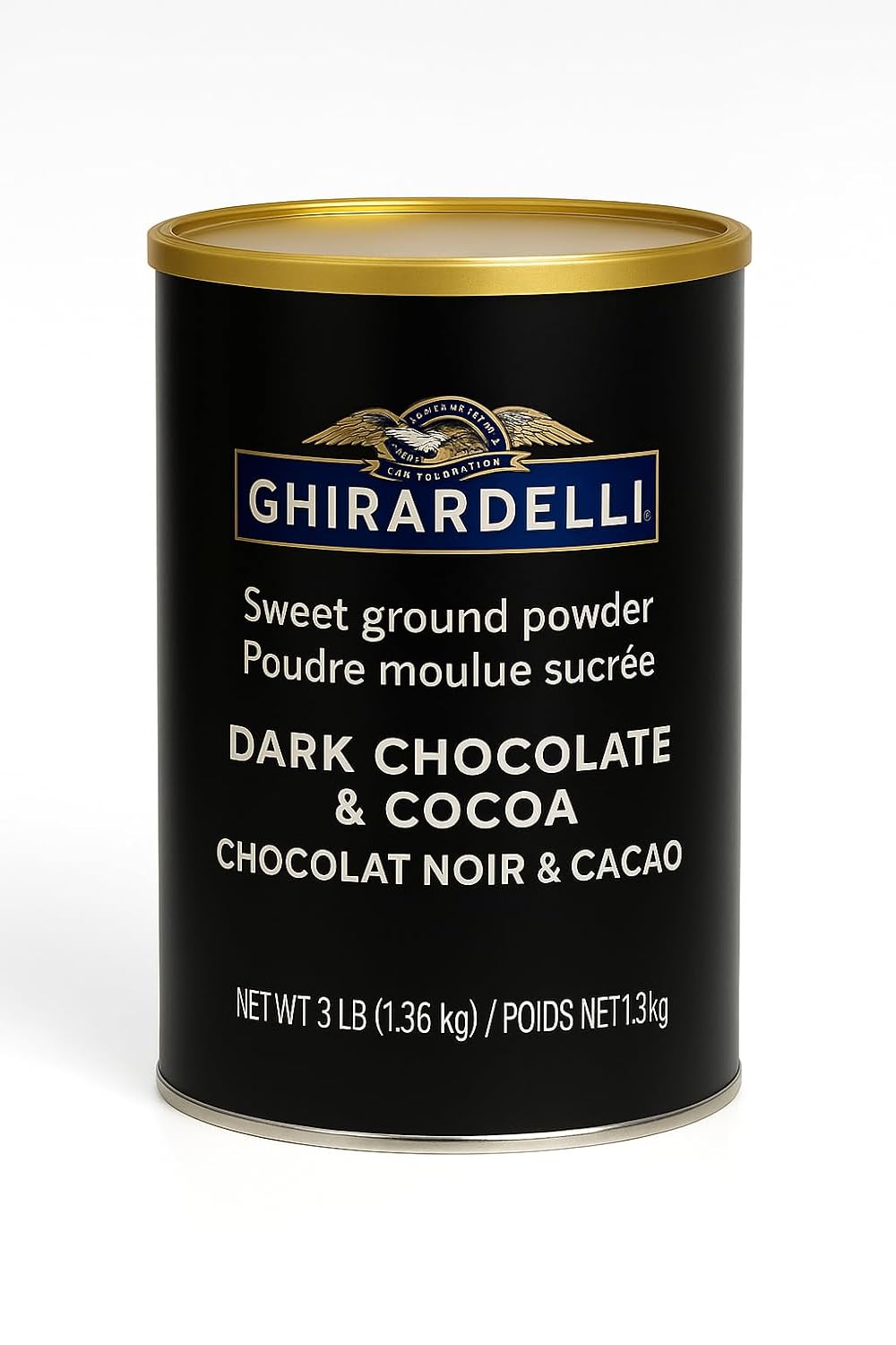 Ghirardelli Dark Chocolate & Cocoa Sweet Ground Powder, 3 lb Can