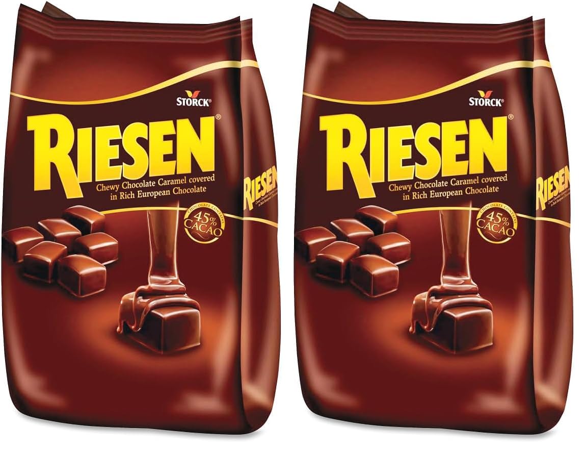 Riesen Dark Chocolate Covered Caramel Candies - Individually Wrapped Soft & Chewy Candy Pieces, 45% Cacao, European Dark Chocolate - 30 oz Bulk Bag (Pack of 1)