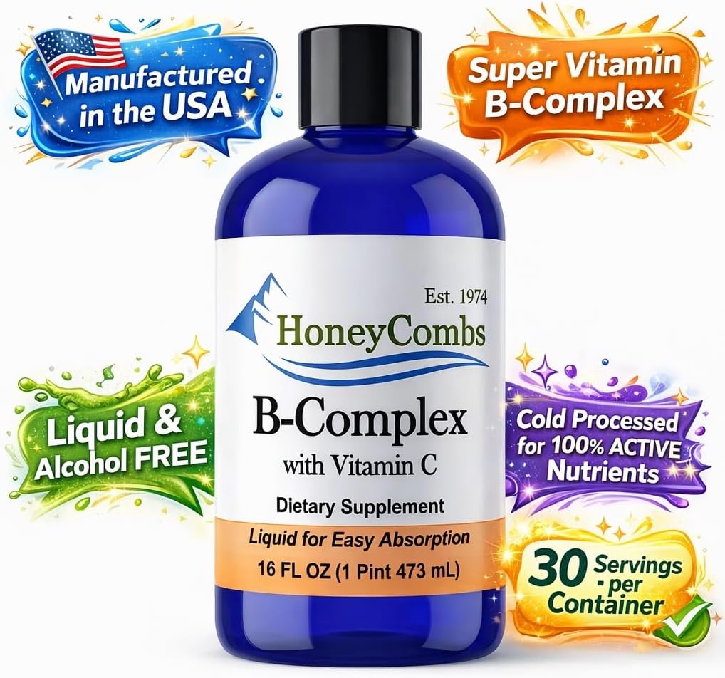Liquid Vitamin B Complex Drops with B12 B6 B1 B2 B3 B5 B7 B9 + Vitamin C | Liquid B-Complex with Vitamin C supports daily energy metabolism and