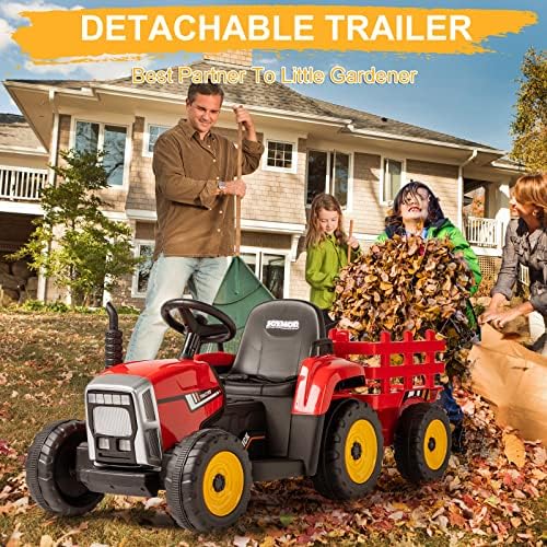JOYMOR Ride on Tractor with Remote Control, 25W Motors Electric Tractor with Trailer for Toddler