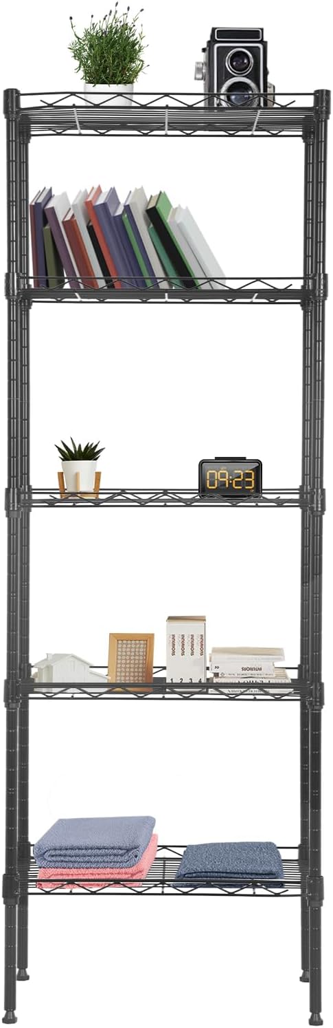 PayLessHere | 6-Tier Wire Shelf with Wheels | 45"x18"x82" | Black