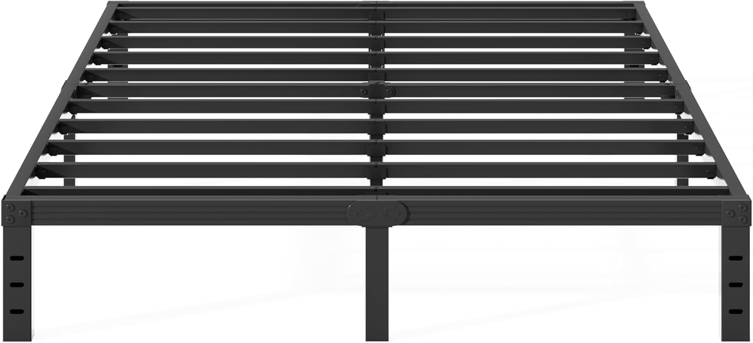 Heavy Duty Platform 14 Inch Full Bed Frame with Storage, Black