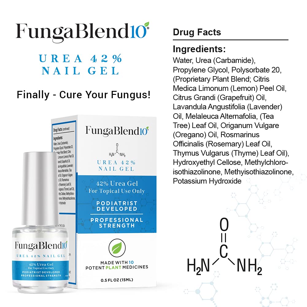 FungaBlend 10 - Urea 42% Nail Gel to Cure Fungus Faster - Delivers Antifungal Medication Directly to Fungus - Quick Results Topical Solution for Toe