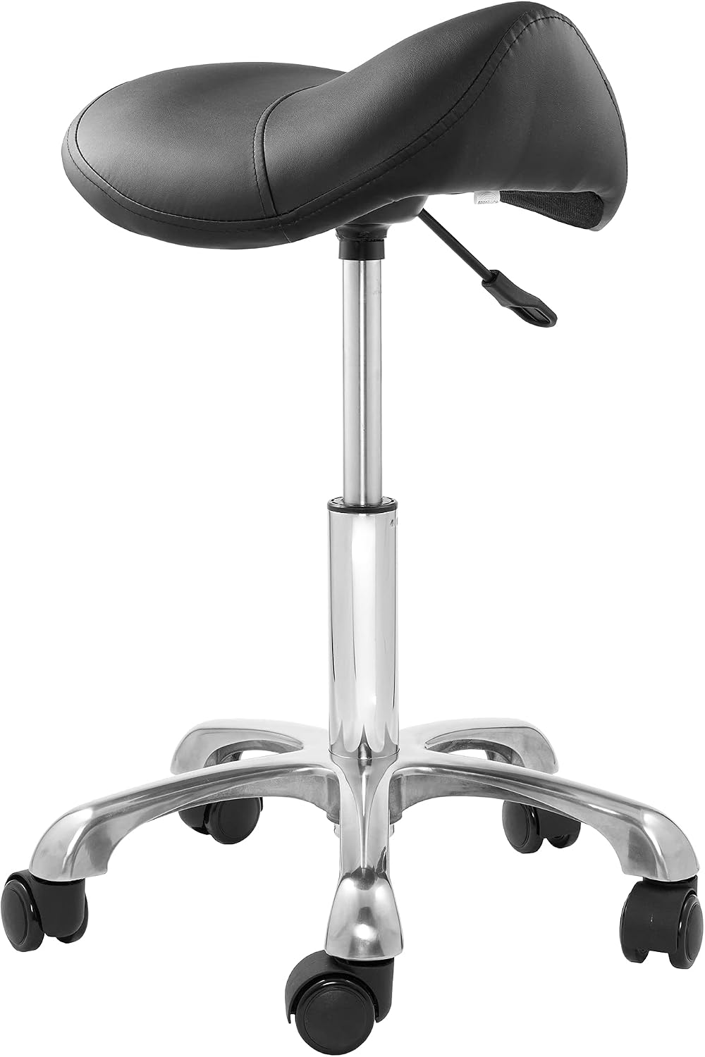 Saloniture Professional Ergonomic Saddle Stool, Black - Adjustable Hydraulic Seat, Rolling Spa Salon, Massage