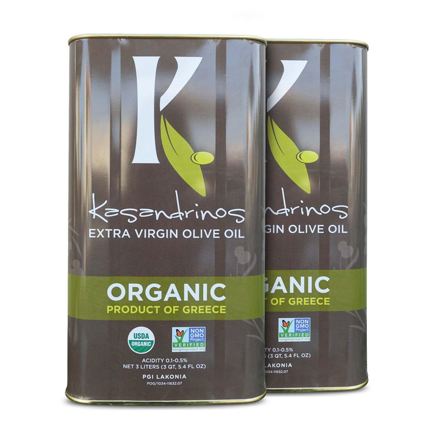 Kasandrinos Organic Olive Oil Extra Virgin, Polyphenol Rich Greek Olive Oil, 100% Organic First Cold Pressed, Mild + Delicate Flavor, Verified by Non GMO, 500 ml / 16.9 oz