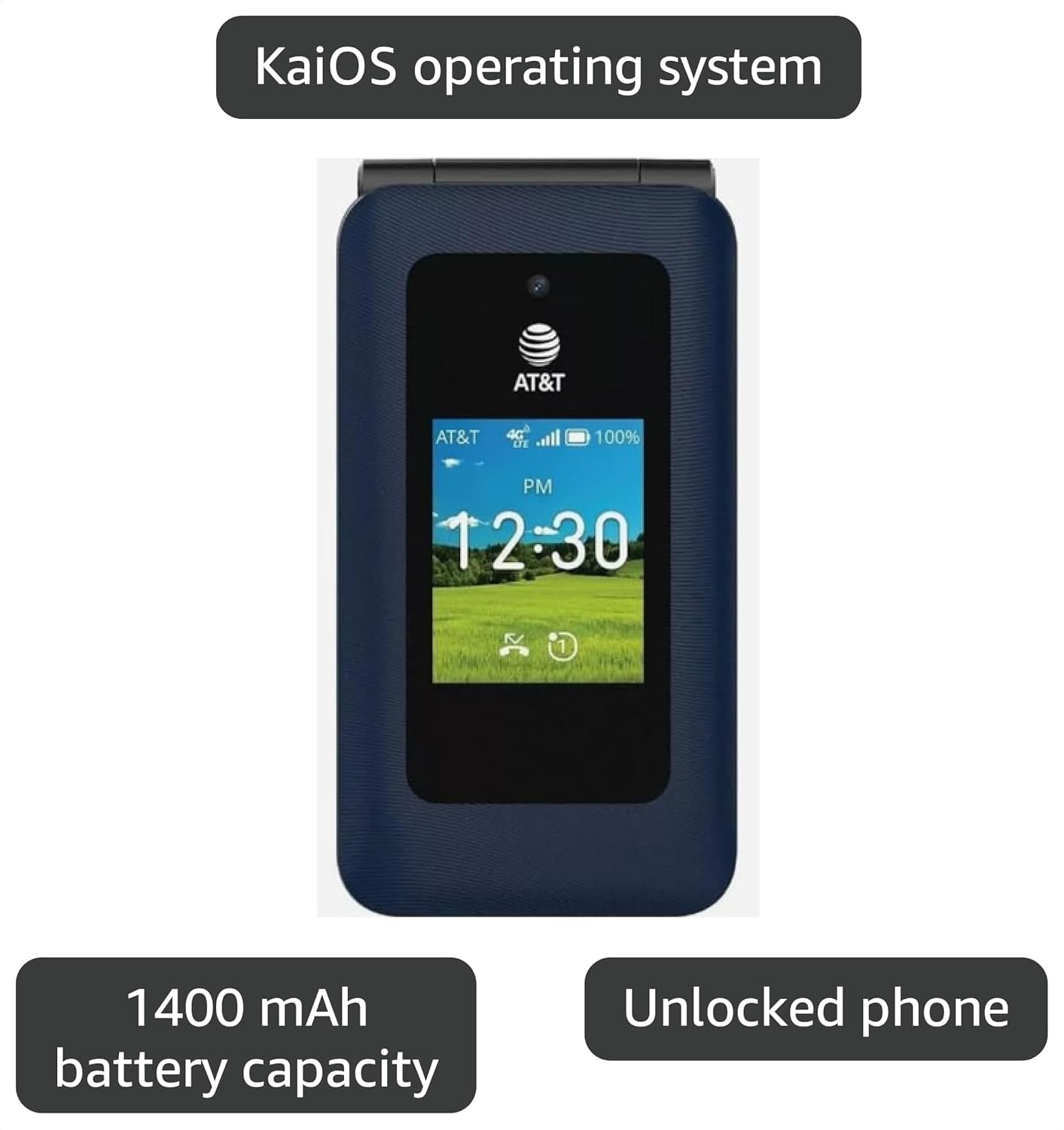 AT&T Cingular Flex 2 Smart Flip, 4GB, Unlocked Phone (Classic Navy)