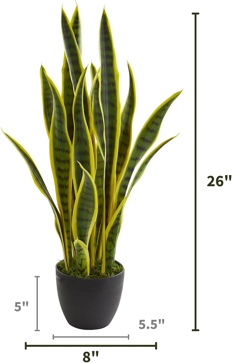 Nearly Natural 26 in. Sansevieria Artificial Silk Plants, Green