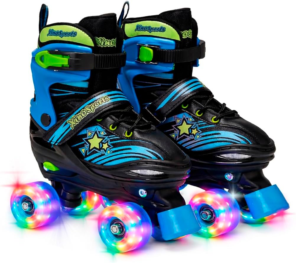 XinoSports Kids Adjustable Roller Skates for Girls & Boys with Light Up Wheels (Ages 5-20) – Roller Skates with Illuminating Wheels