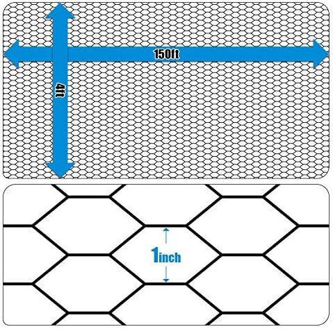 Fencer Wire 20 Gauge Black Vinyl Coated Poultry Hex Netting with 1 inch Mesh (6 ft. x 150 ft.)