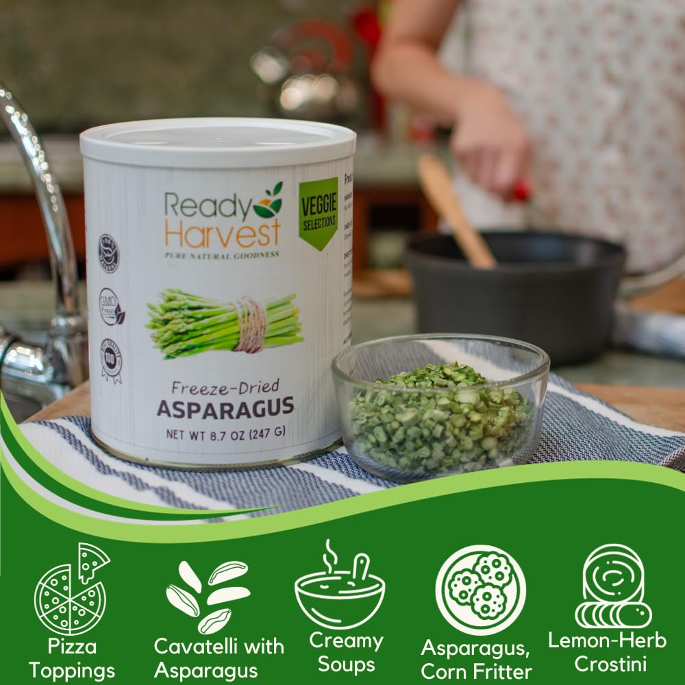 Ready Harvest Freeze Dried Food - Asparagus | Emergency Food Supplies | Vegetables | #10 Can | 25-Year Shelf Life | Cans Filled to the Top