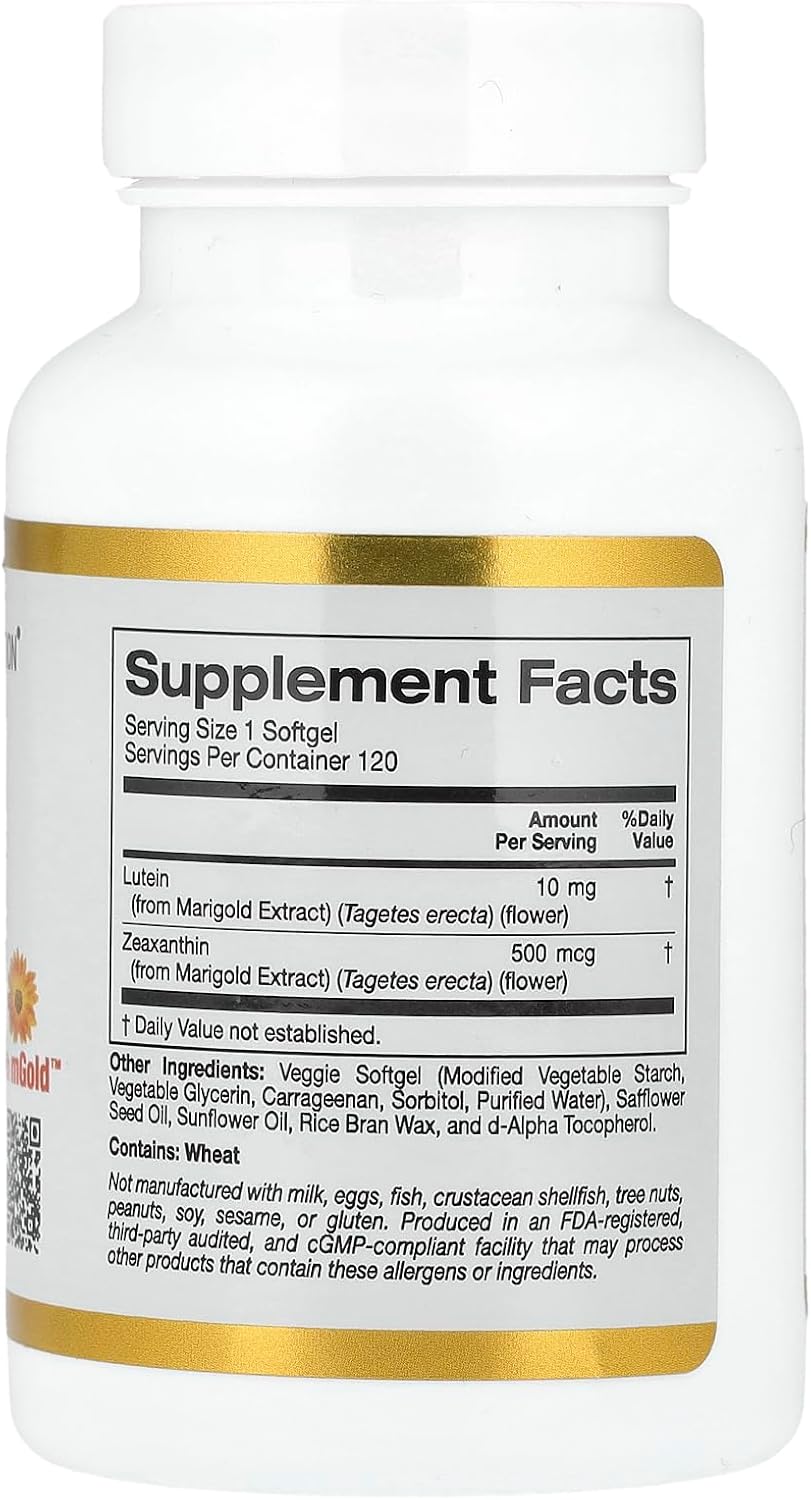 California Gold Nutrition Lutein with Zeaxanthin from Marigold Extract, 10 mg, 120 Veggie Softgels