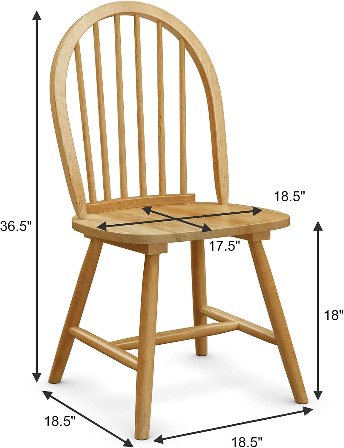 GIANTEX Wood Dining Chairs Set of 4, Windsor Chairs with Solid Wood Legs, High Spindle Back, H-Shaped Crossbars