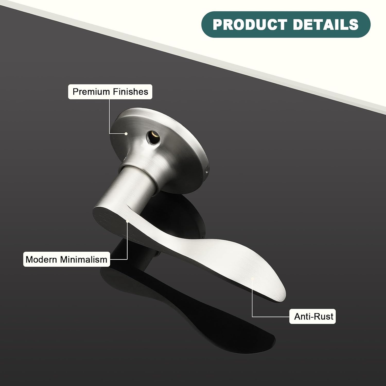 GOBEKOR 1 Pack Privacy Door Levers Brushed Nickel Lever Door Handles Interior for Bedroom and Bathroom Door Locks Wave Door Handles