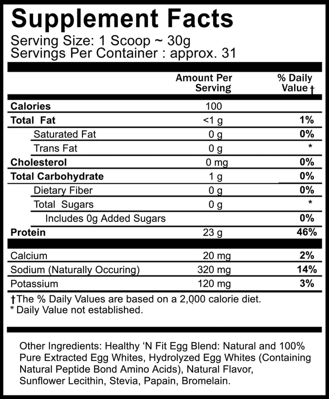 Healthy 'N Fit 100% Egg Protein- Vanilla Ice Cream (2lb): 100% Egg White Protein Plus Natural Peptides. Pure, All Naturally Sweetened Protein