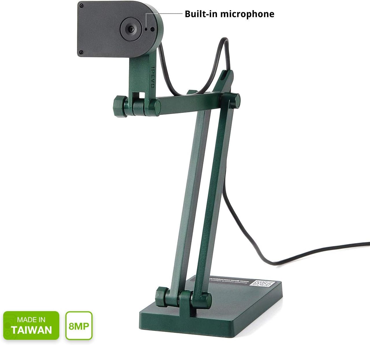 IPEVO V4K Ultra High Definition 8MP USB Document Camera — Mac OS, Windows, Chromebook Compatible for Live Demo, Web Conferencing, Distance Learning