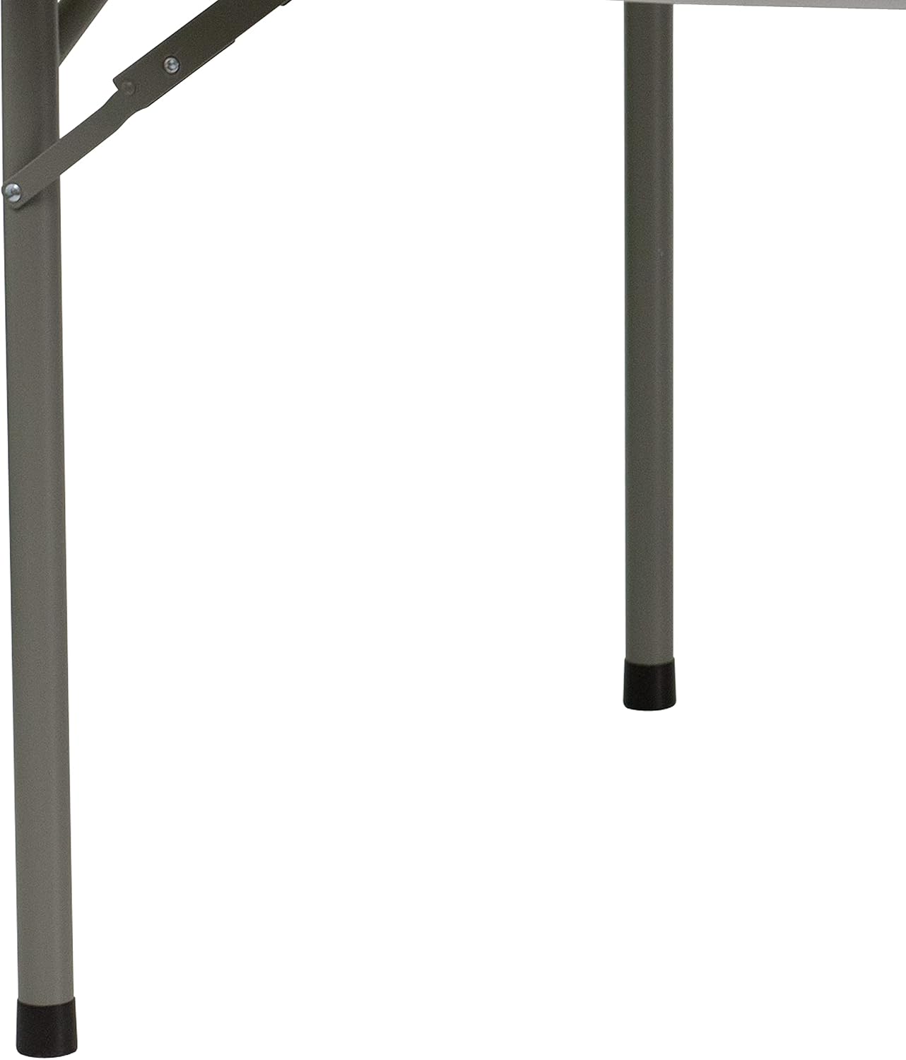 Flash Furniture Commercial 5 ft Plastic Round Folding Table, Granite White | Durable Construction, Commercial Use