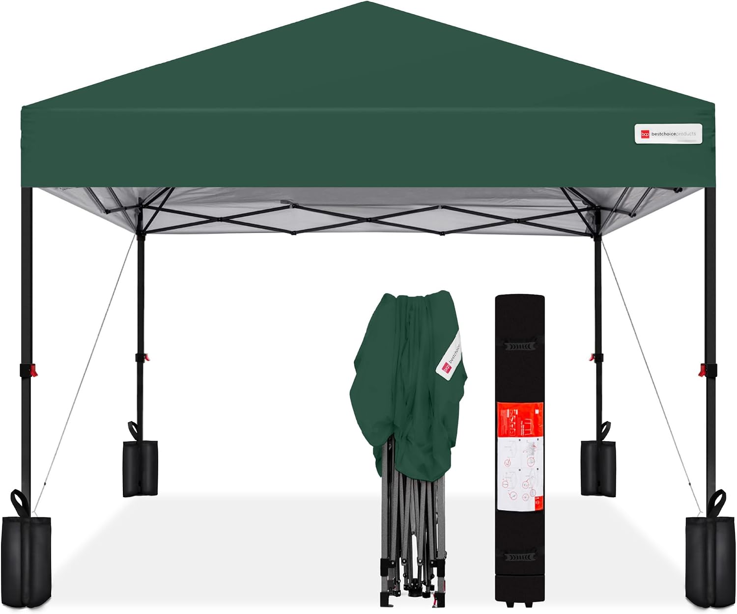 Best Choice Products 10x10ft Pop Up Canopy Tent, Outdoor Shade, 1 Person 1 Minute Set Up, Carry Case, 4 Weight Bags - White