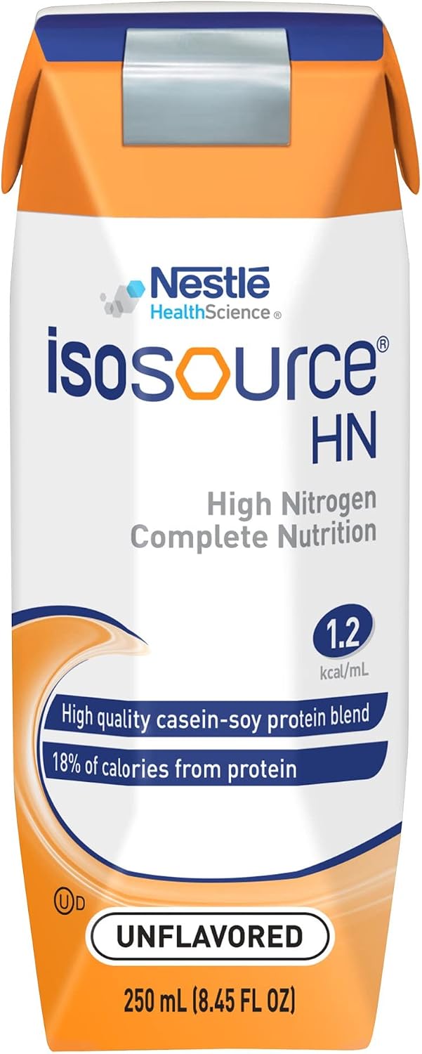 Isosource HN Complete Nutrition, Tube Feeding Formula (1.2 kcal/mL), Unflavored, 8.45 Fl Oz, Pack of 24
