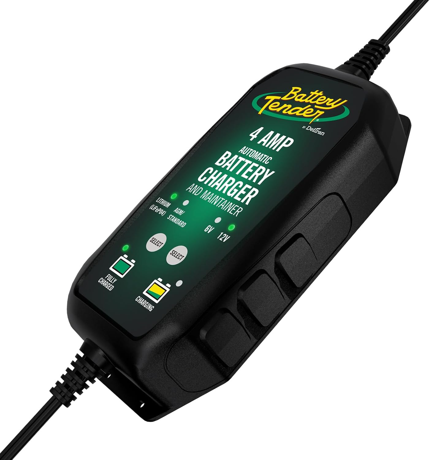Battery Tender 4 AMP Battery Charger and Maintainer - Automotive Switchable 12V or 6V Smart Automatic for Cars SUVs and Trucks - Lead Acid, AGM, Gel
