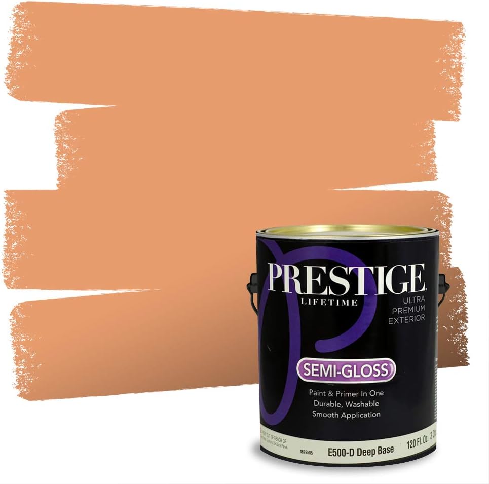 PRESTIGE Paints Exterior Paint and Primer In One, 1-Gallon, Semi-Gloss, Comparable Match of Sherwin Williams* Captivating Cream*