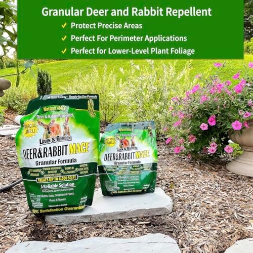 Nature's MACE Deer & Rabbit Repellent 25 lb Granules | Covers 25,000 Sq Ft, Repel Deer from Your Home & Garden, Deterrent, Safe to use Around Children, Plants, Produce.