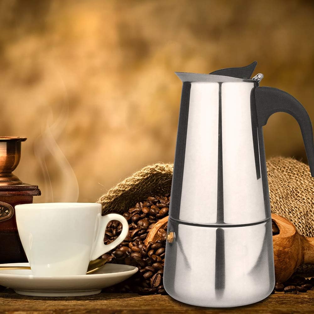 elabo Stainless Steel Moka Pot, Stovetop Espresso Maker Machine 10 Cups