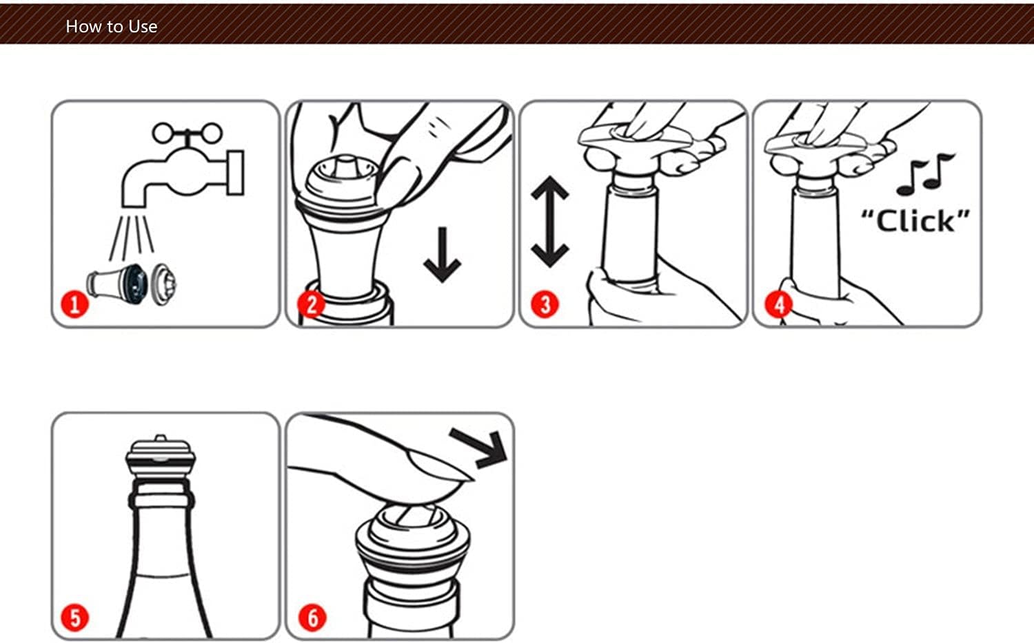 Wine Saver Vacuum Stoppers - Set of 6 Rubber Stoppers for Wine Preservation