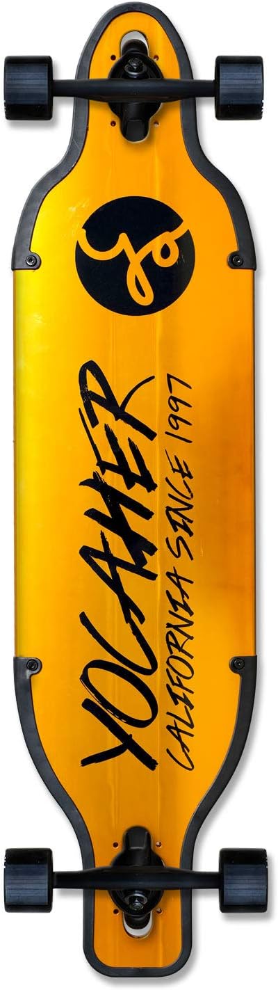 Aluminum Gold or Black Skateboards Longboard Drop Through Deck ONLY or Complete Long Board, for Boys, Girls, Kids, Teens and Adults and for Beginners to Professionals