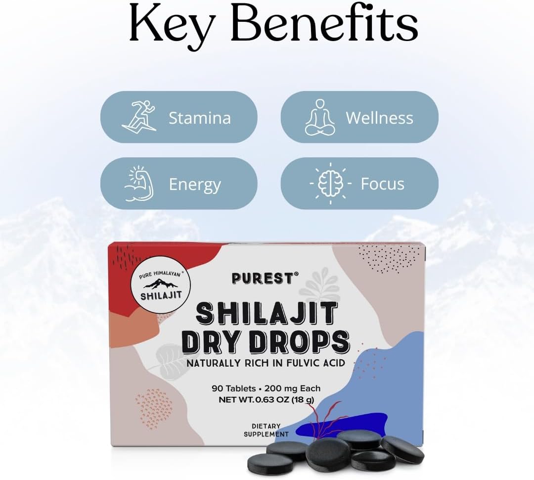 Pure Himalayan Shilajit | 100% Pure Natural Shilajit Grade A Max Potency 85+ Trace Minerals & Fulvic Acid | 3rd Party US Lab Tested | Altai Tablets