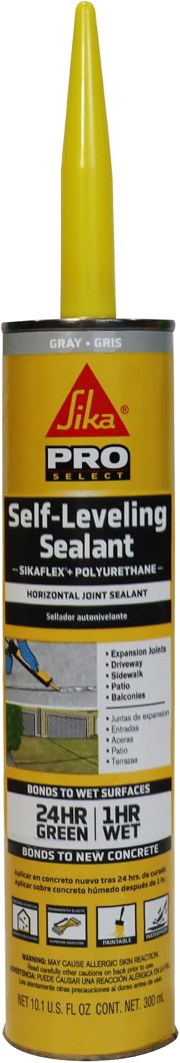 SIKA Sikaflex Self-Leveling Sealant, Gray Polyurethane, Fast Curing, for Concrete Expansion Joints, Waterproof, Paintable, Fills Cracks up to 1.5 in., 10.1 fl. oz Cartridge