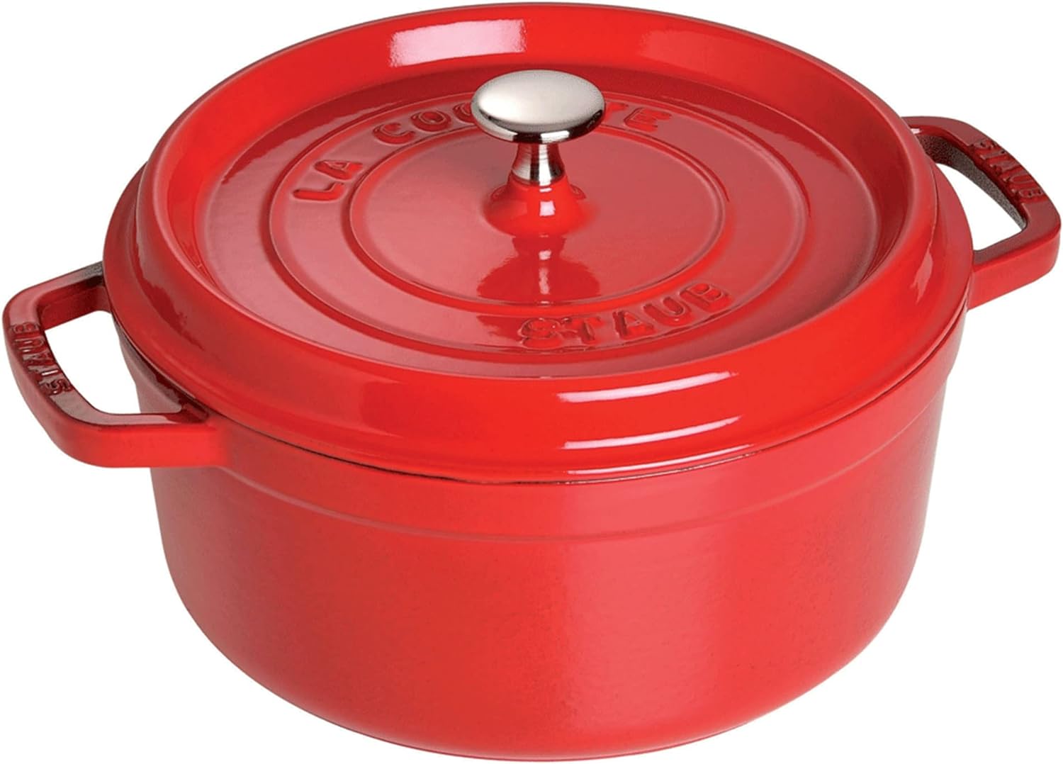 Staub Cast Iron Round Cocotte, Dutch Oven, 5.5-quart, serves 5-6, Made in France, Cherry