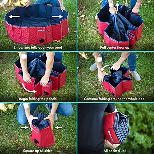 XL Foldable Pool - 60" Width Swimming Pool for Large Dogs & Kids, Non-Slip Scratch Resistant Hard Plastic Shell, Portable Pet Pool