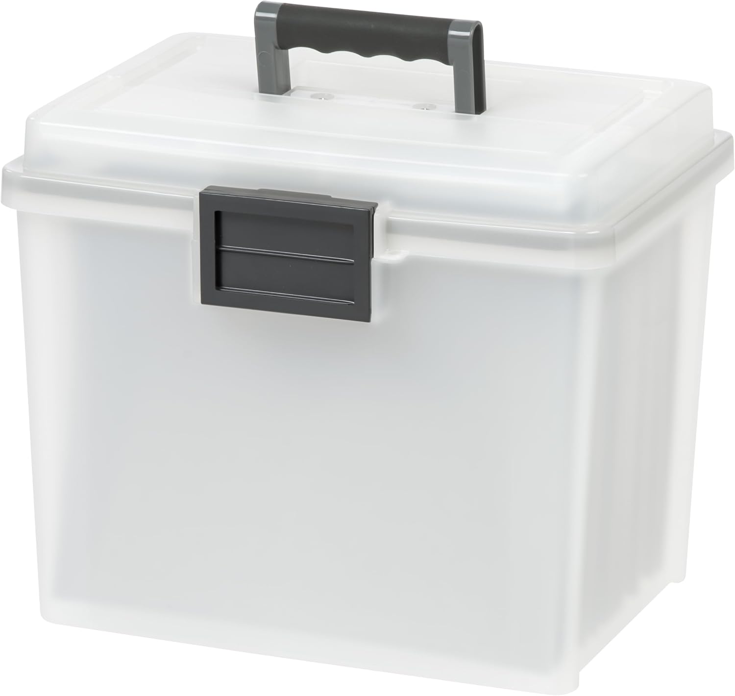 IRIS USA 4-Pack File Box Organizer with Wing Lid Letter/Legal 18 Qt, Clear | Organize letter and legal files, documents and paperwork with a wing lid for quick access and secure storage