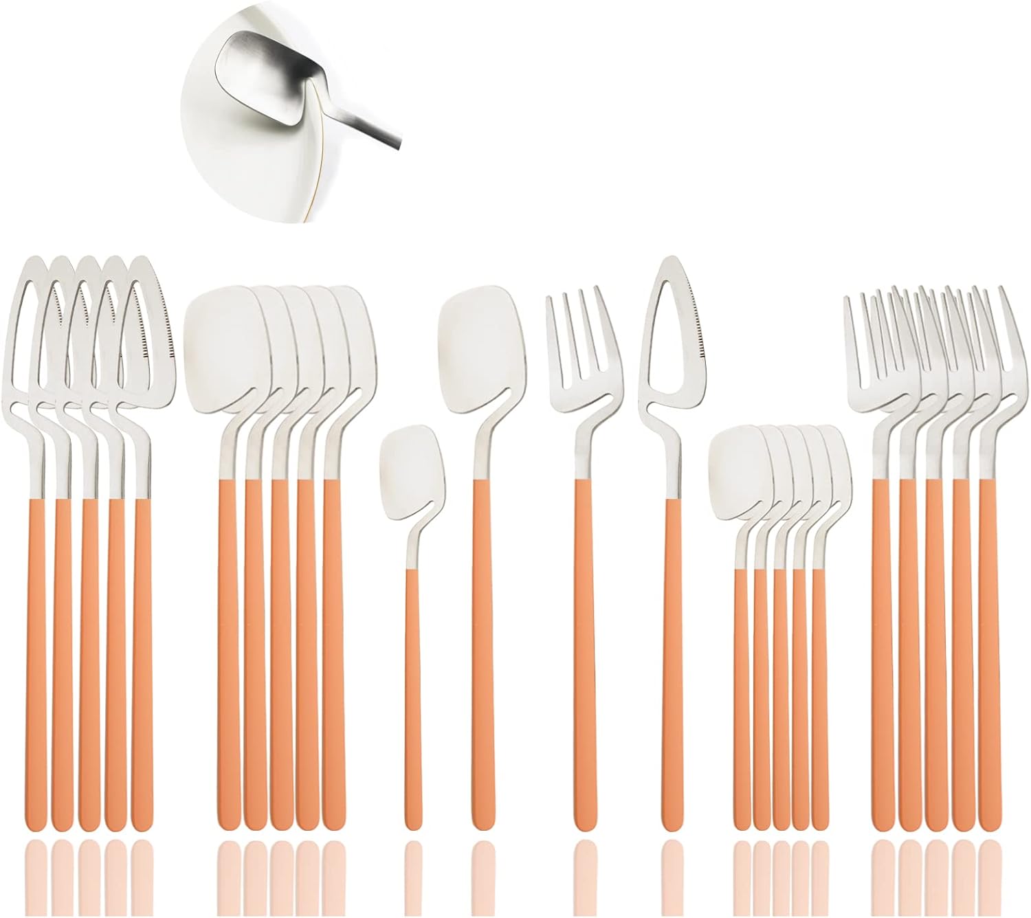 JASHII Silverware Set Satin Finish 24-Piece Stainless Steel Flatware Set Kitchen Utensil Set Service for 6 Tableware Cutlery Set Dishwasher Safe