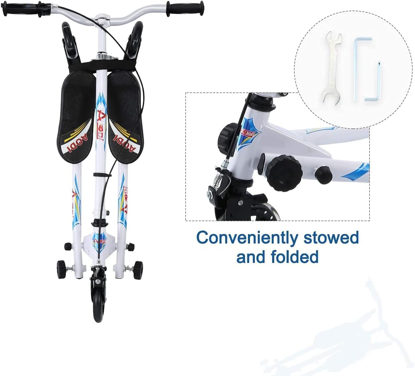 Swing Scooter for Kids, 3 Wheels Foldable Wiggle Kick Scooter Push Drifting with 4 Adjustable Handlebar & 2 Rear LED Wheel for Boys and Girls Ages 3-8