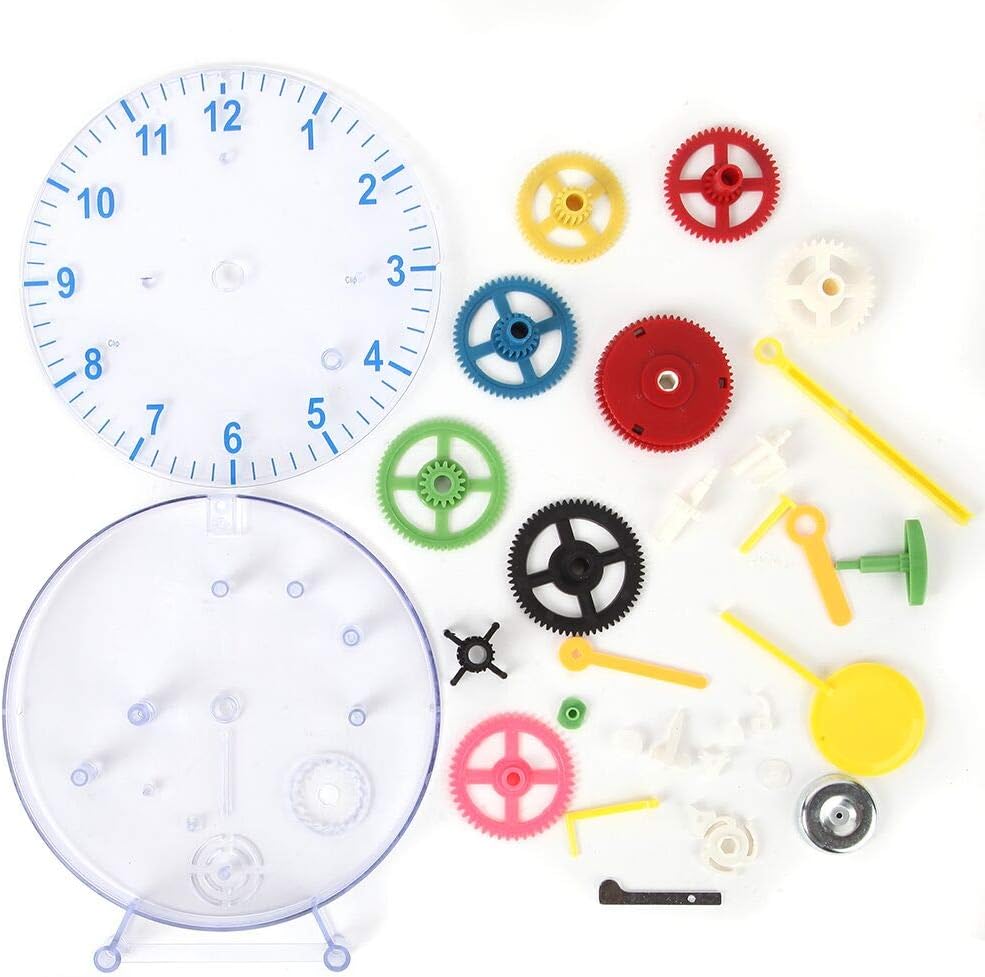 Lily's Home 31 Pieces Do-It-Yourself Children's First Puzzle Clock Kit, No Batteries Required, Learn How Clock Gears Work