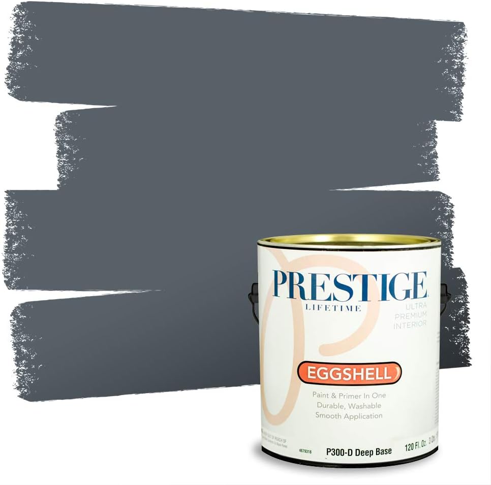 PRESTIGE Paints Exterior Paint and Primer In One, 1-Gallon, Satin, Comparable Match of Sherwin Williams* Tricorn Black*