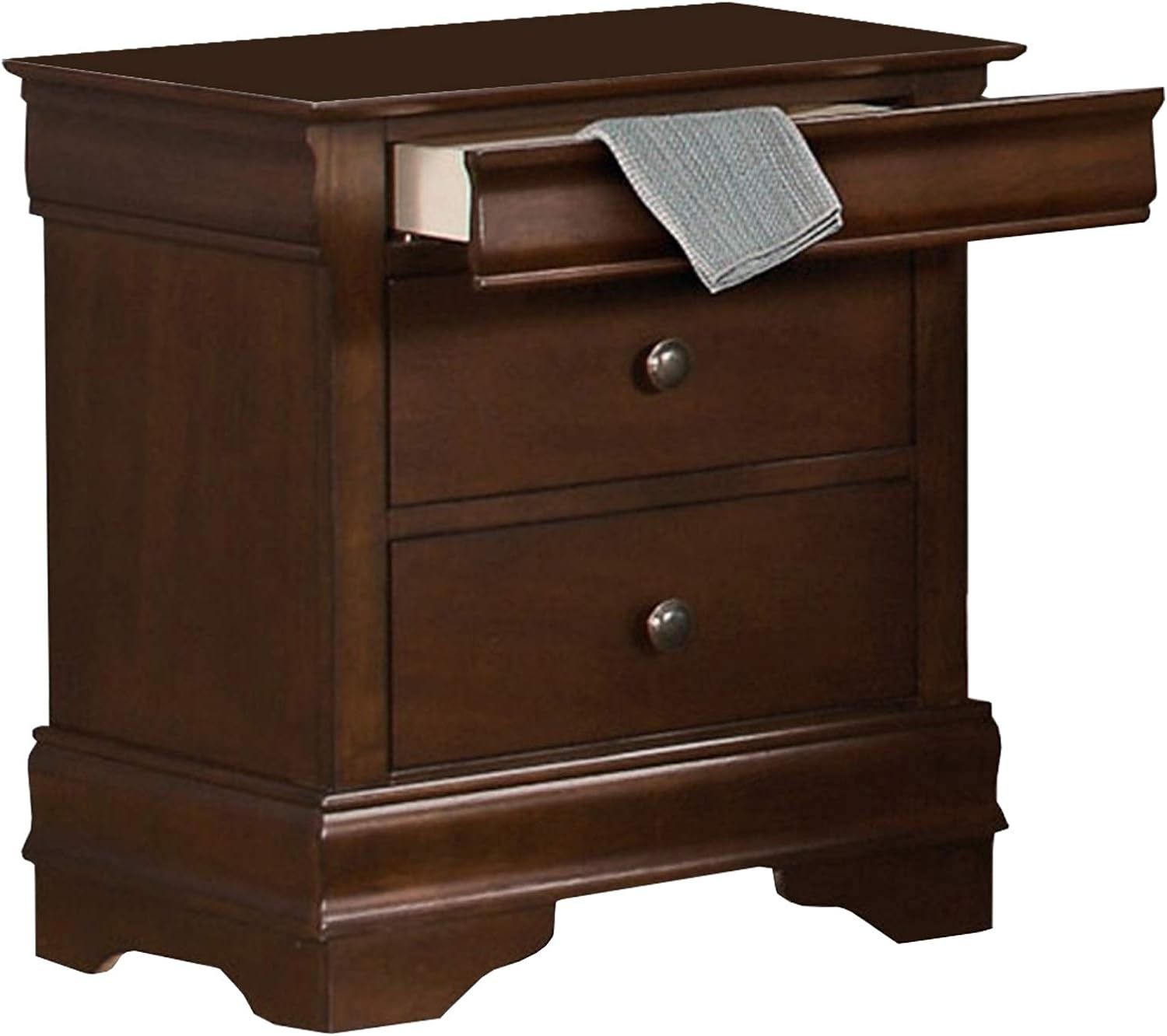 Benjara Benzara Wooden Nightstand with Hidden Drawer, Brown,