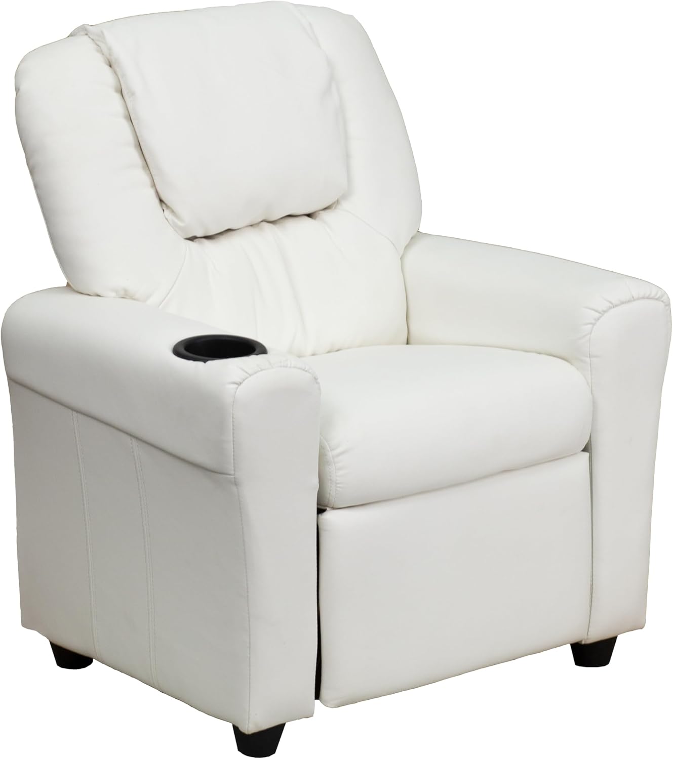 Flash Furniture Vana LeatherSoft Kids Recliner with Cup Holder, Headrest, and Safety Recline, Contemporary Reclining Chair for Kids, Supports up to 90 lbs., Brown | Manual Recline, Padded Seat and Back, Child-Friendly Design, Safety Recline Feature