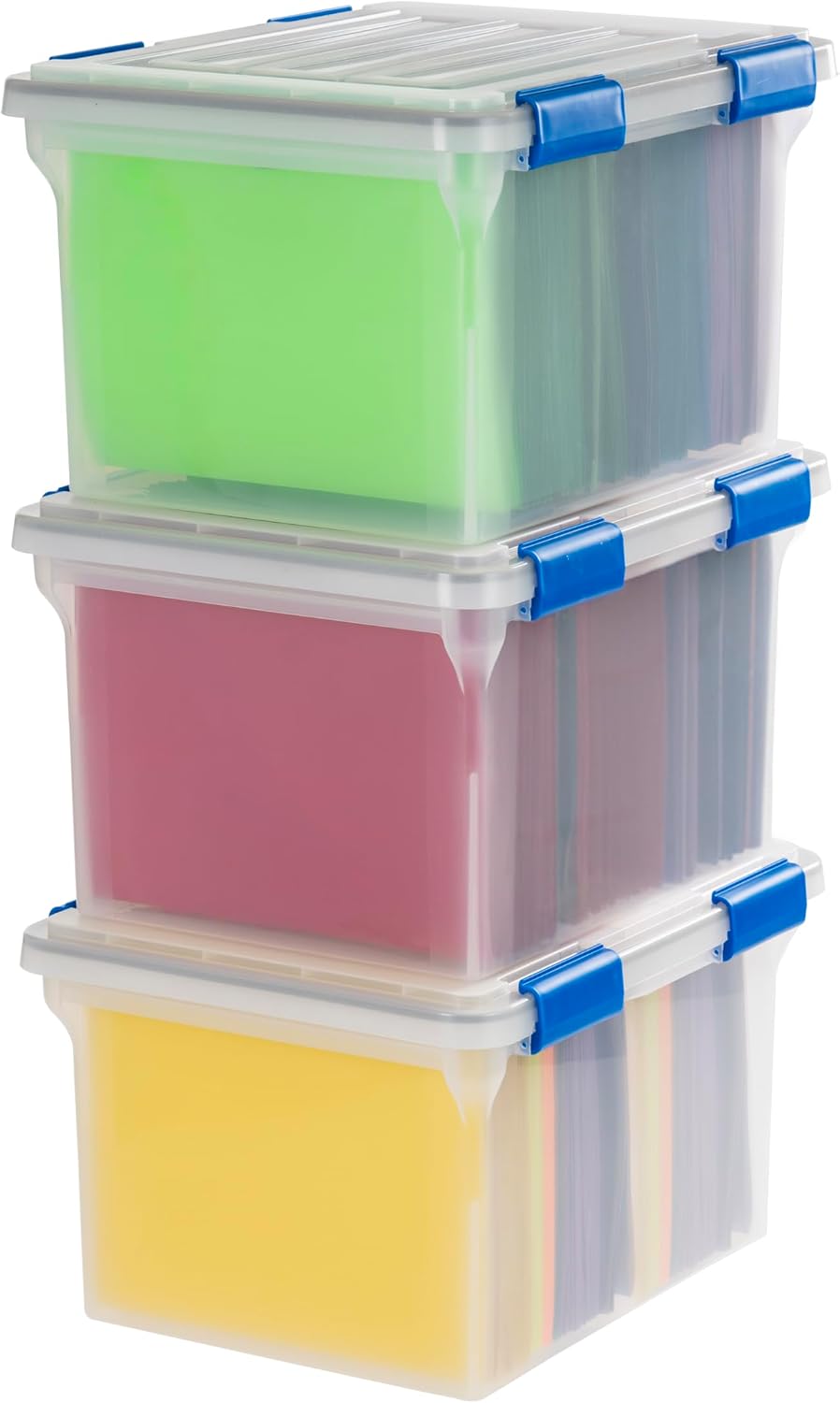 IRIS USA 5-Pack 44 Qt. Letter File Box with Hinged Lid, Clear | Protect important documents, letter and legal files with secure storage for home offices, moving, and long-term organization