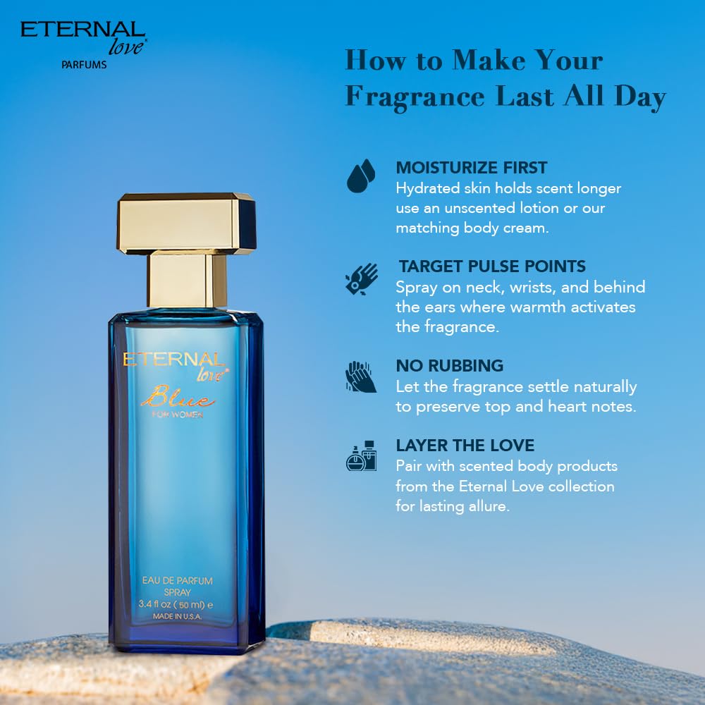 Eternal Love for Women - Long Lasting Eau de Parfum Spray - Premium Floral Fragrance with Peach & Sandalwood - Soft Feminine Scent - 3.4oz